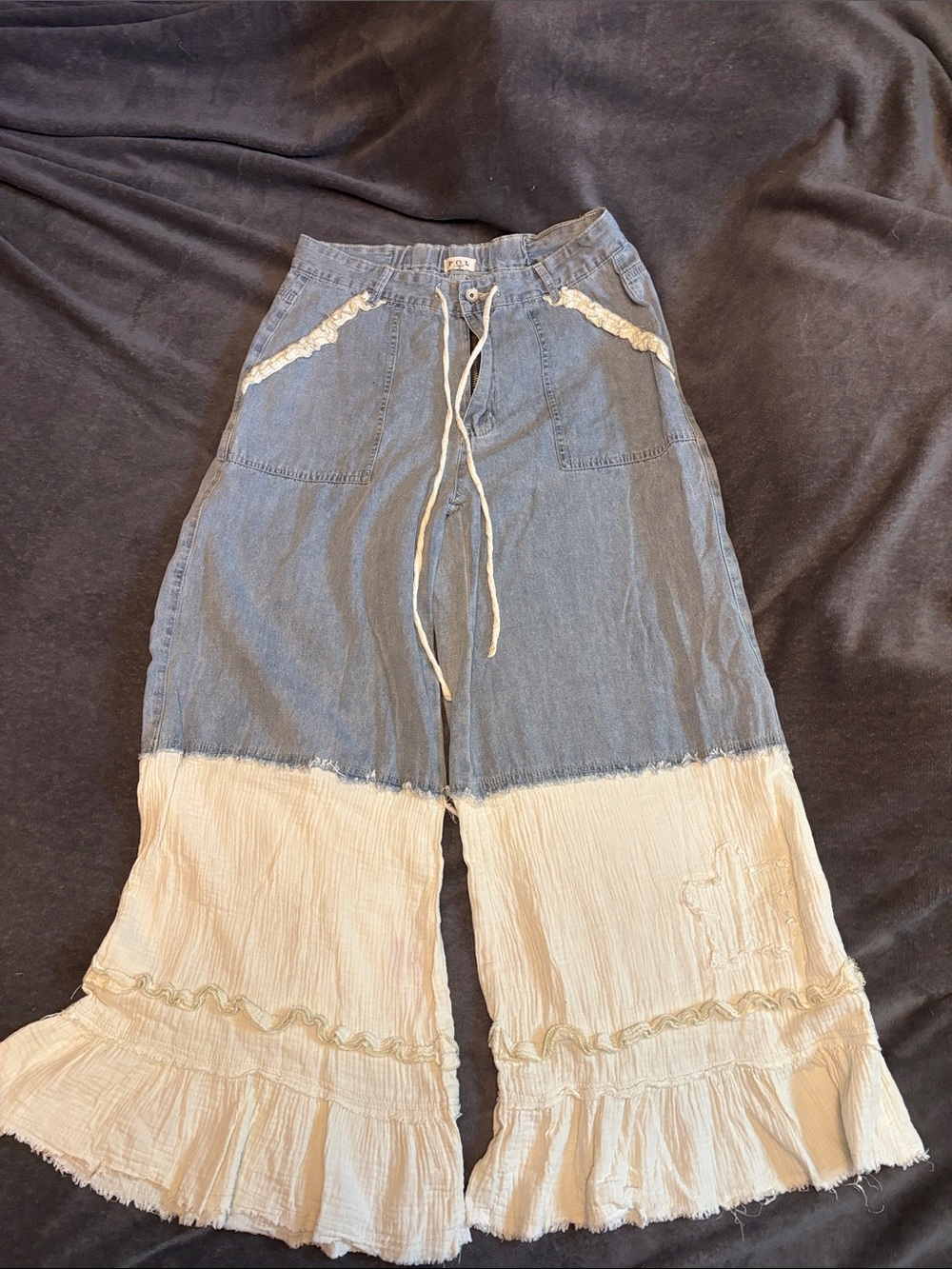POL Light Blue Denim Waistband with Branded Tag